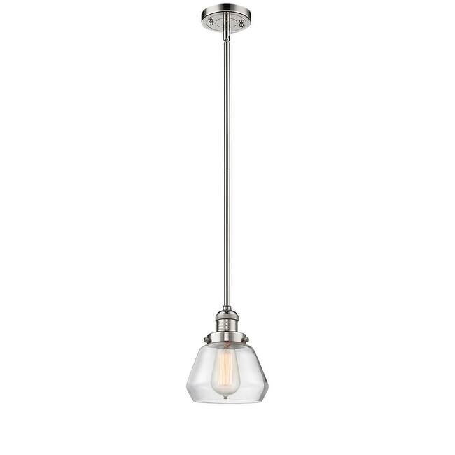 Innovations Lighting Fulton Single Light 7" Wide Mini Pendant with - Polished Nickel / Clear