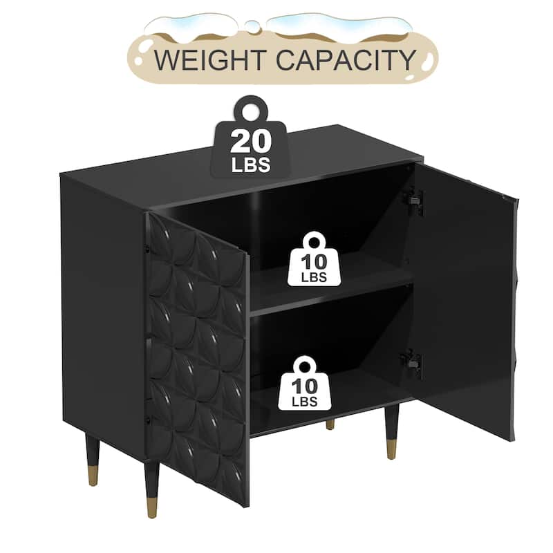Clihome 2 Door Sideboard Glossy Locker Media Storage Accent Cabinet