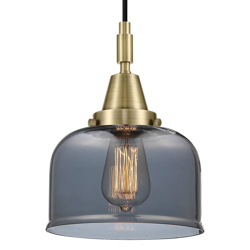 Innovations Lighting 447-1P-G73 Bell 8" Wide Mini Pendant with Light - Antique Brass