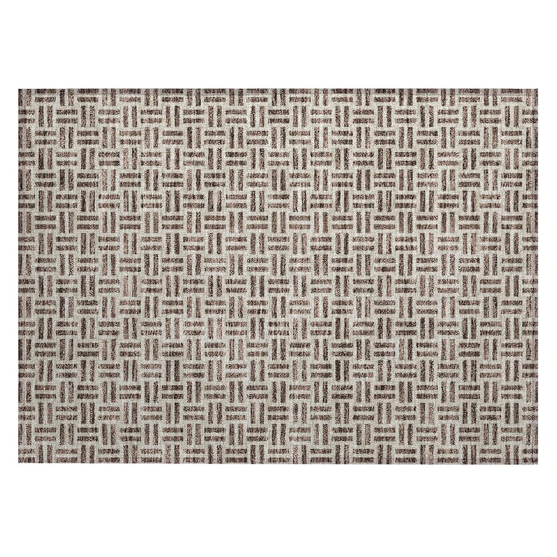 Machine Washable Indoor/ Outdoor Contemporary Basketweave Chantille Rug