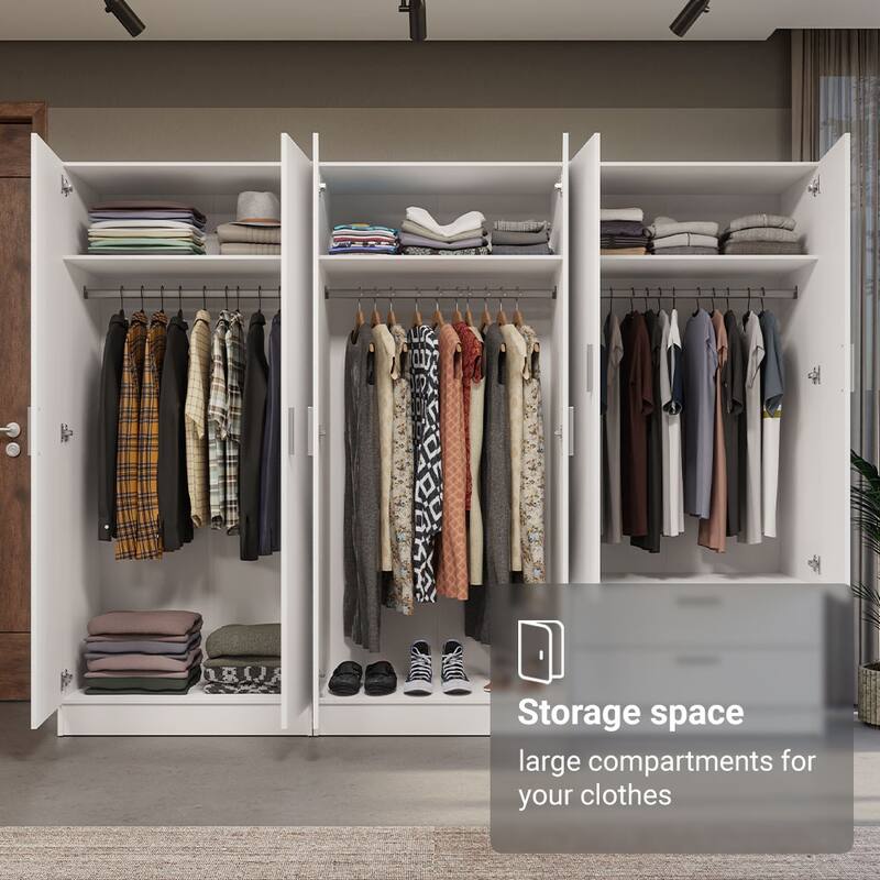MADESA 6 Doors 2 Drawers Wardrobe Set Bedroom Storage Cabinet