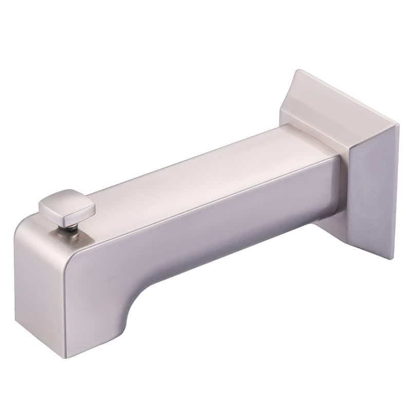 WOWOW Wall-Mounted Square Bathtub Spout with Diverter - Brushed Nickel