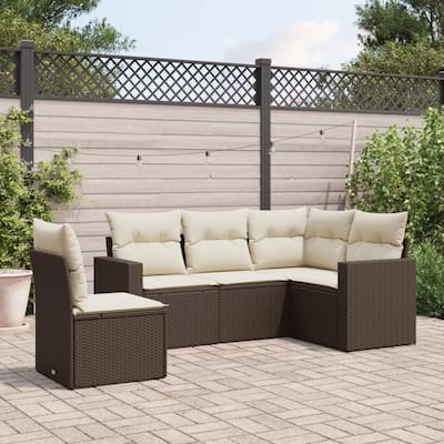 vidaXL Garden Sofa Set Brown, Cream White - 24.4 x 25.8 x 27.2