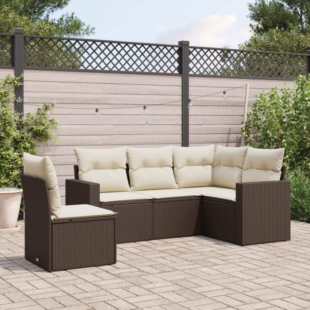 vidaXL Garden Sofa Set Brown, Cream White - 24.4 x 25.8 x 27.2