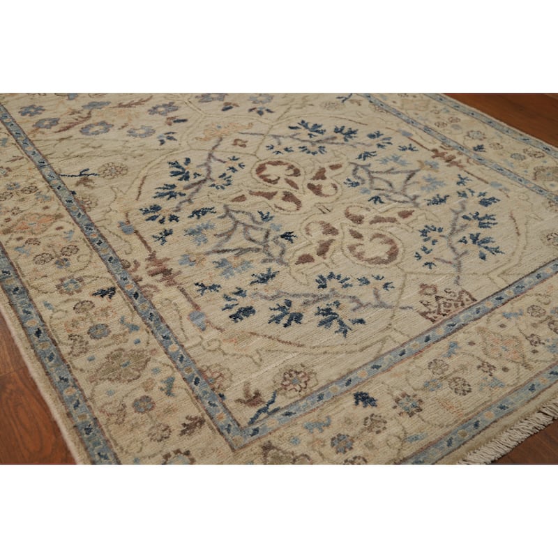 Vegetable Dye Transitional Oushak Turkish Runner Rug Wool Carpet - 3'0" x 12'5" - 3'0" x 12'5" - Ivory/Beige