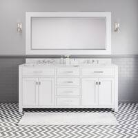 Water Creation Madison 72-inch Solid White Double Sink Bathroom Vanity ...