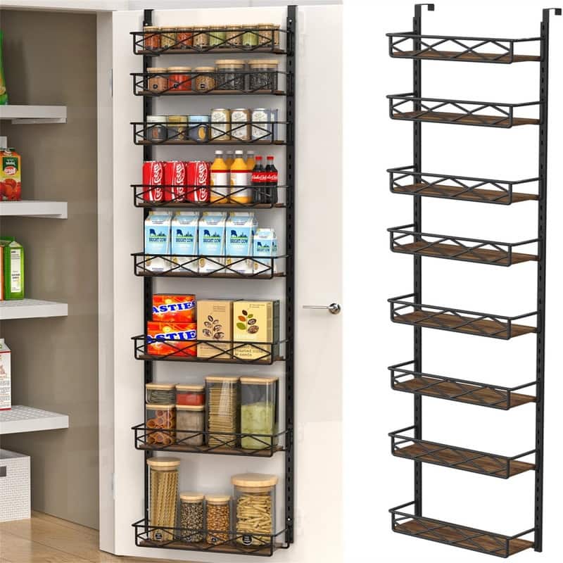 Over The Door Pantry Organizer - 5.11"D x 16.73"W x 64.17"H - White