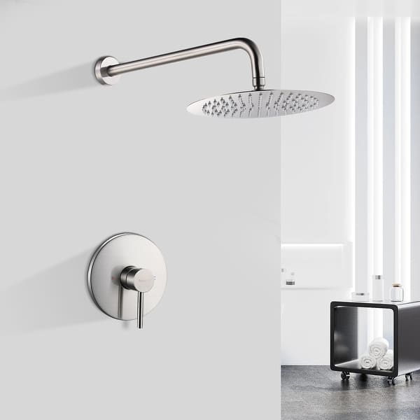 slide 2 of 29, Rainfall Pressure Balanced Shower Faucet with Rough-in Valve silver