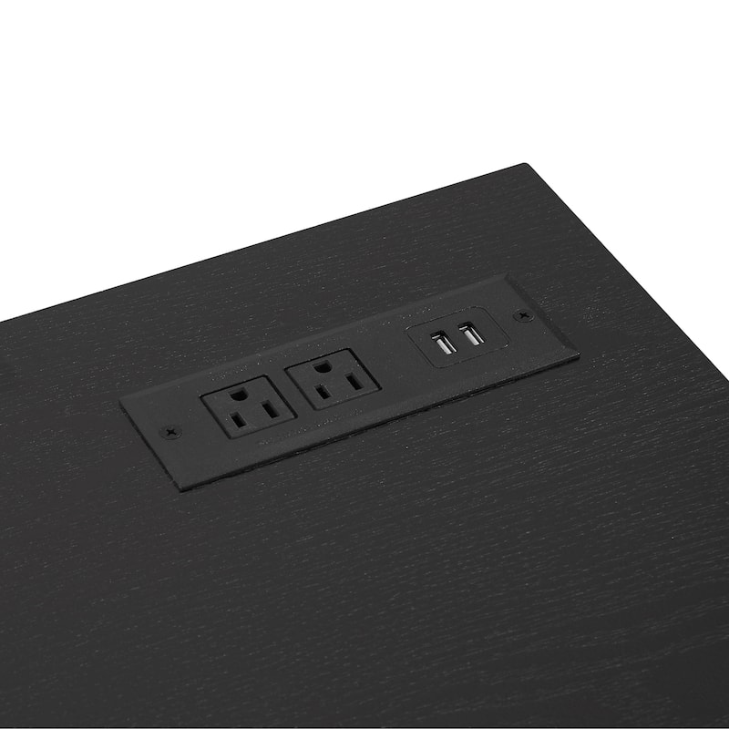 Black 58" Fireplace TV Stand with LED, Glass Shelves & USB for TVs Up to 62"