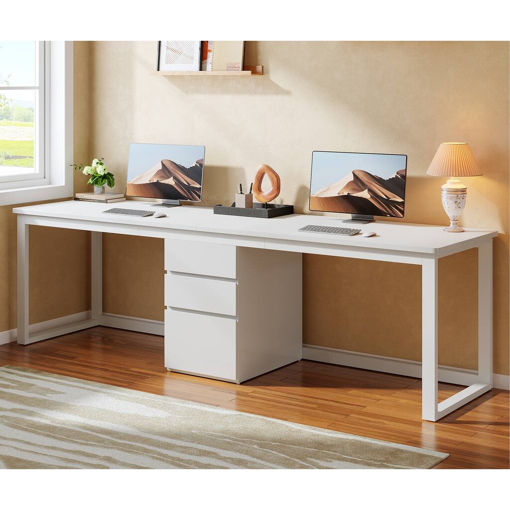 78.7 Inch Extra Long Computer Desk with 3 Drawers for 2 Person