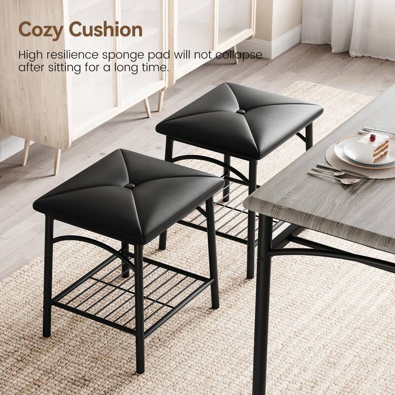 Dining Table Set for 4 with Upholstered Bench