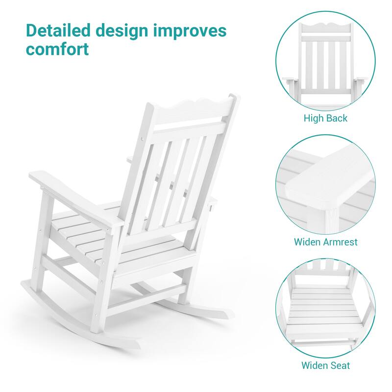 BONOSUKI Patio Adirondack Rocking Chair,Fire Pit Chair Weather Resistant
