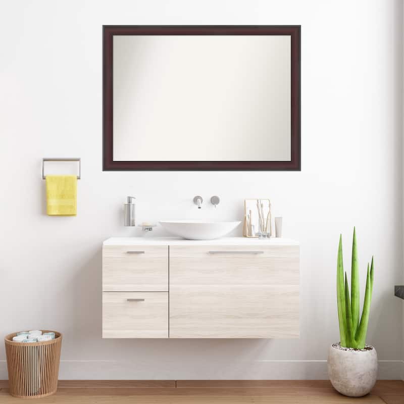 Grand Narrow Non-Beveled Framed Bathroom Vanity Wall Mirror