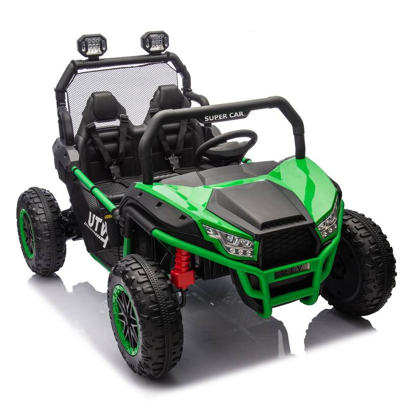 24V Kids UTV Ride-On Car with 400W Power, Four-Wheel Suspension, Bluetooth, and Remote Control.