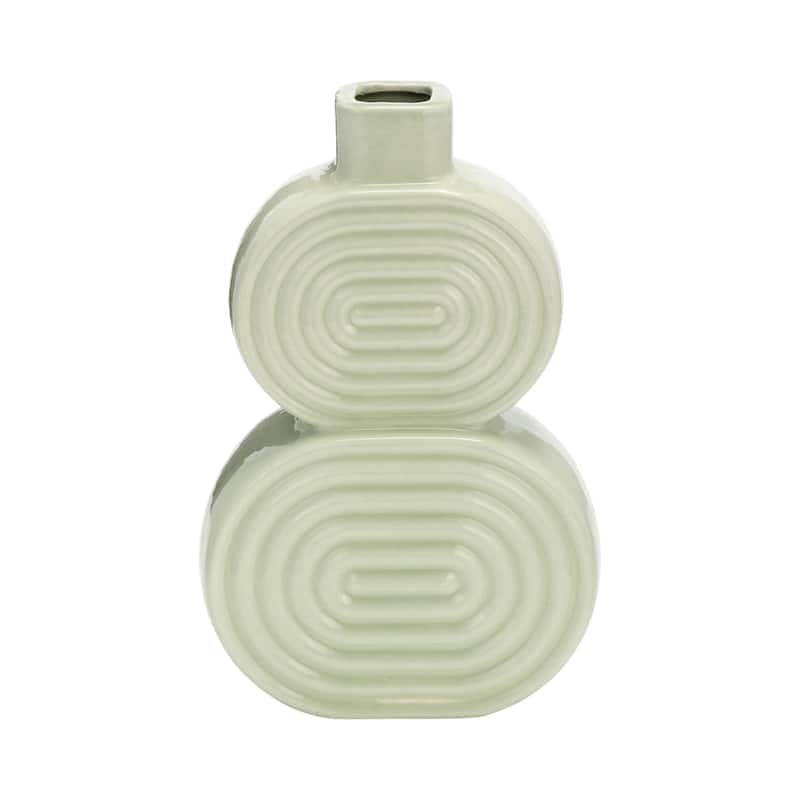 Sagebrook Home Stacked Circle Vase - 6" x 3" x 10" - Circles Green