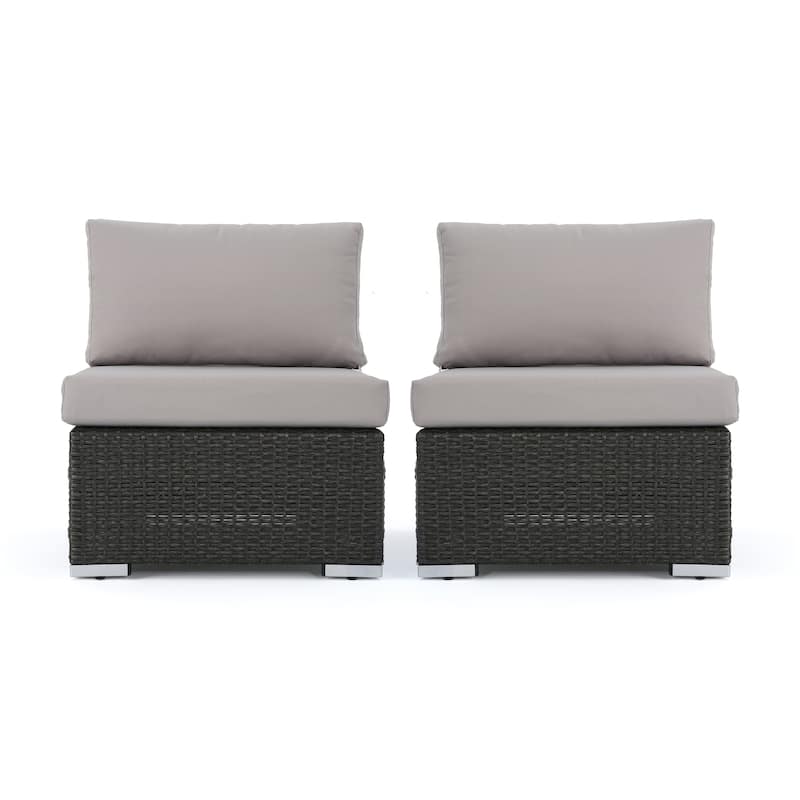 Santa Rosa Wicker Outdoor Armless Club Chair by Christopher Knight Home - Gray + Light Gray