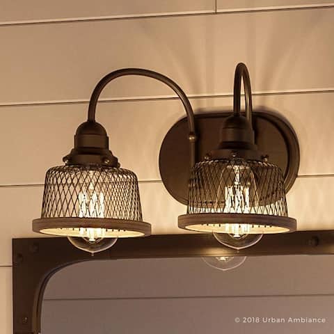 Luxury Vintage Bathroom Vanity Light, 8.375"H x 15"W, with Industrial Chic Style, Olde Bronze Finish by Urban Ambiance