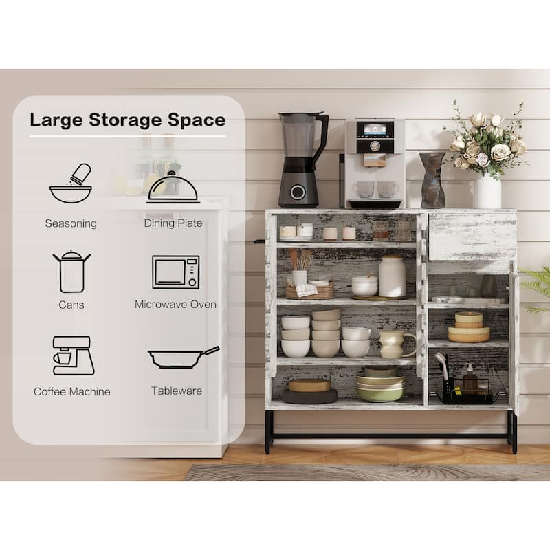 Farmhouse Cabinet, 44.3" Storage Console Table with Drawer and Cabinet for Entryway, Living Room & Kitchen
