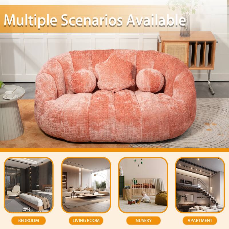 Chenille Upholstered Durable Comfort Lounger Bean Bag Lazy Sofa