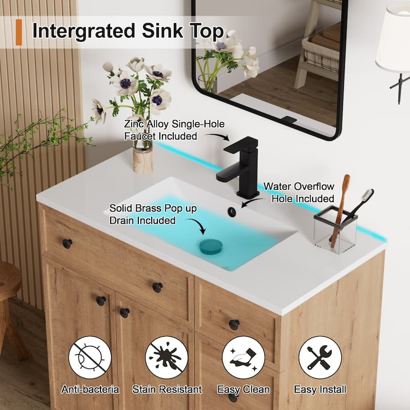 36"/48"/60"/72" Bathroom Vanity Set with Sink & Faucet