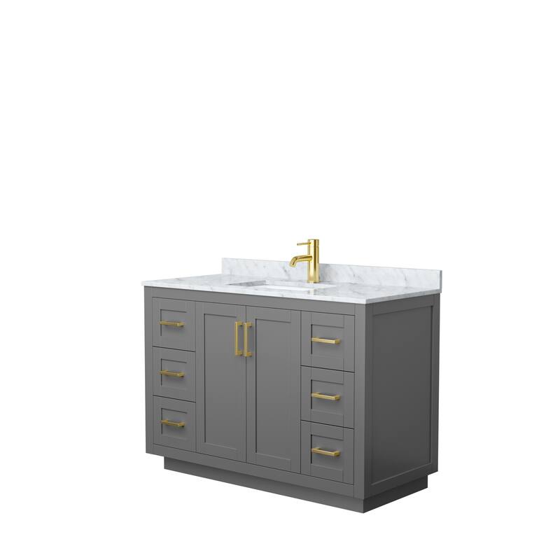 Miranda Single Vanity Set, White Carrara Marble Top, No Mirror