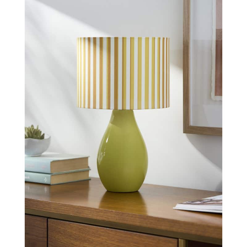 Livabliss Melbu Modern Accent Table Lamp - 15"H x 9"W x 9"D - Grass Green