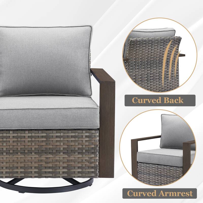 Gymojoy 7 Pieces Rattan Sofa,Gilder Chair, Patio Chair and Ottoman