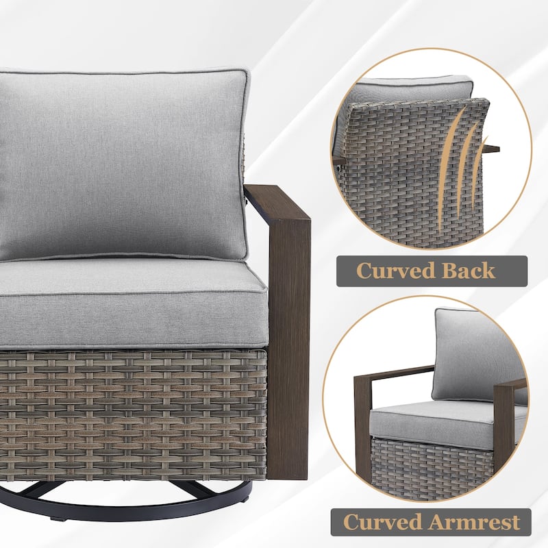 Gymojoy Patio Swivel Rocking Chairs with Ottomans
