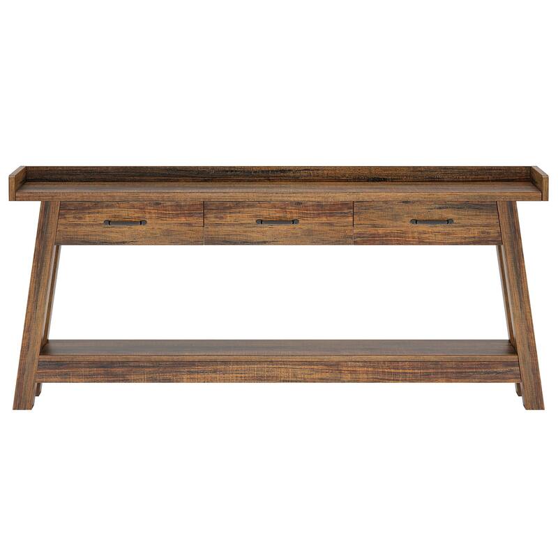 70.9-Inch Sofa Console Table with 3 Drawers, 2-Tier Entryway Table