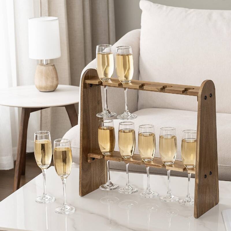 Industrial Metal Wine Glass Rack Holder Stand - 16.1"D x 6.3"W x 16.1"H