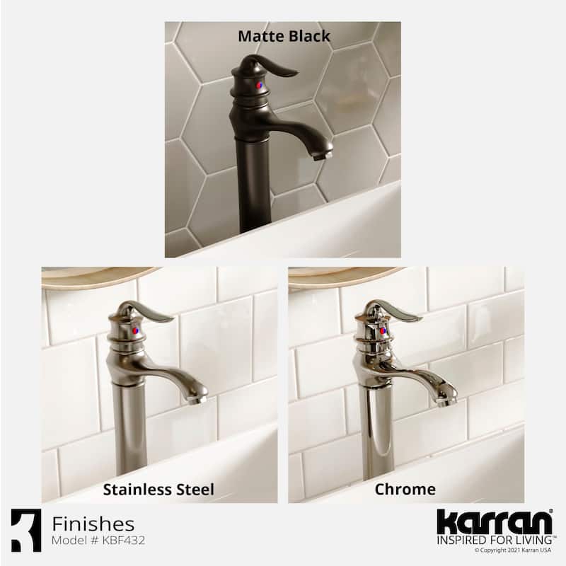 Karran Dartford Single Hole Single Handle Vessel Bathroom Faucet with Matching Pop-up Drain