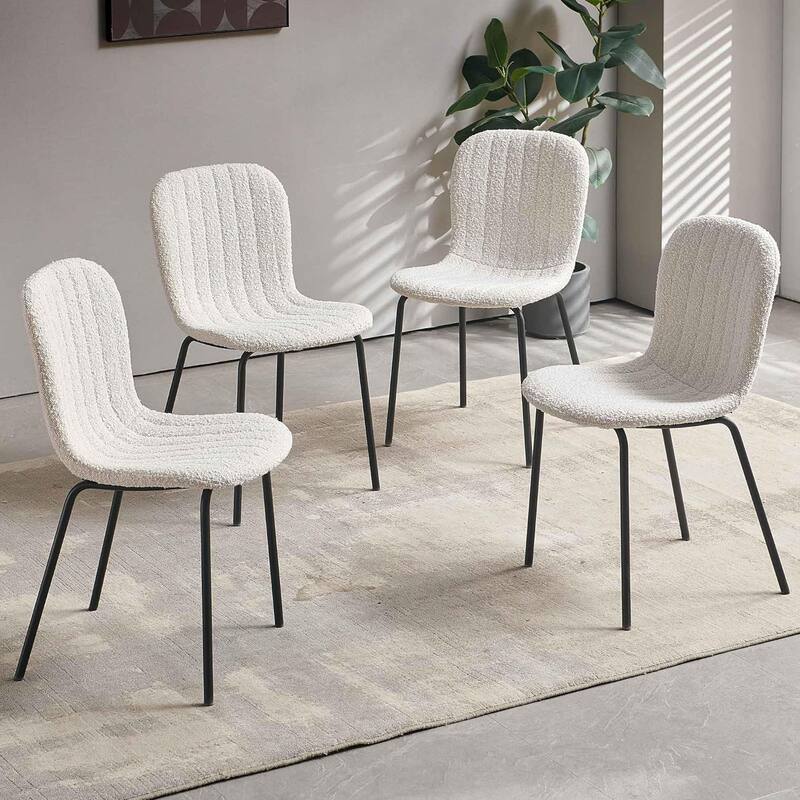 Howtai Upholstered Dining Chairs,Vintage PU Leather Accent Side Chairs - Set of 4 - Off White