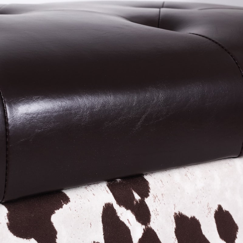 Adeco Rectangular Storage Ottoman Tufted Faux-Leather Bench Lifted Top