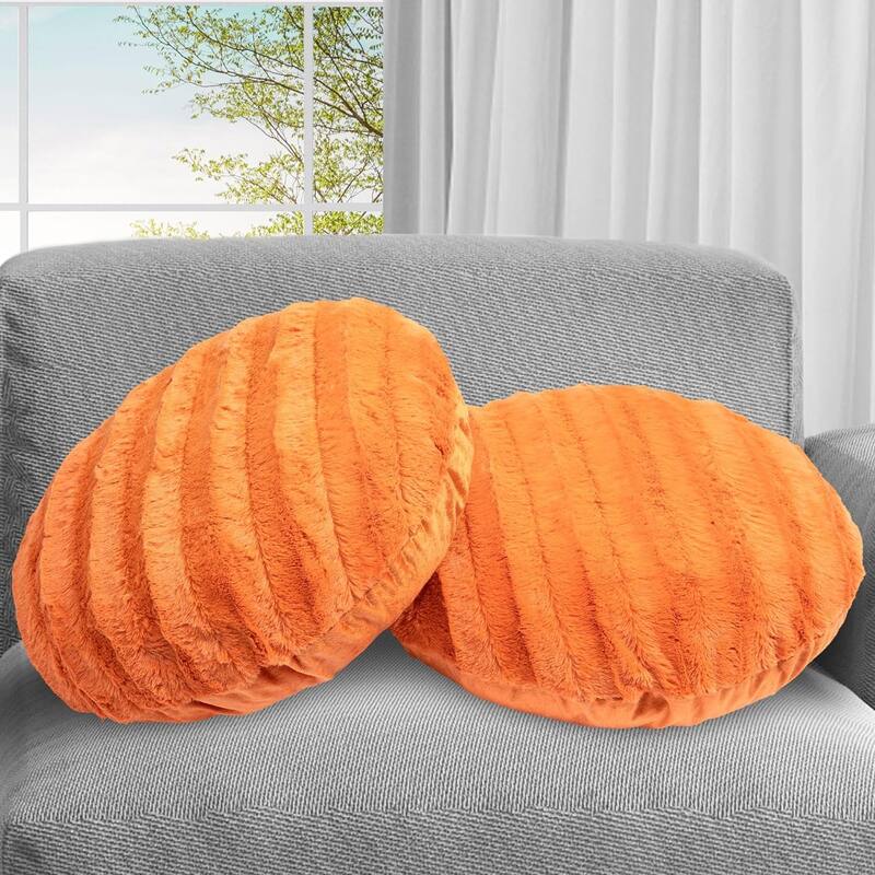 Cheer Collection Set of 2 Decorative Round Throw Pillows - Rust