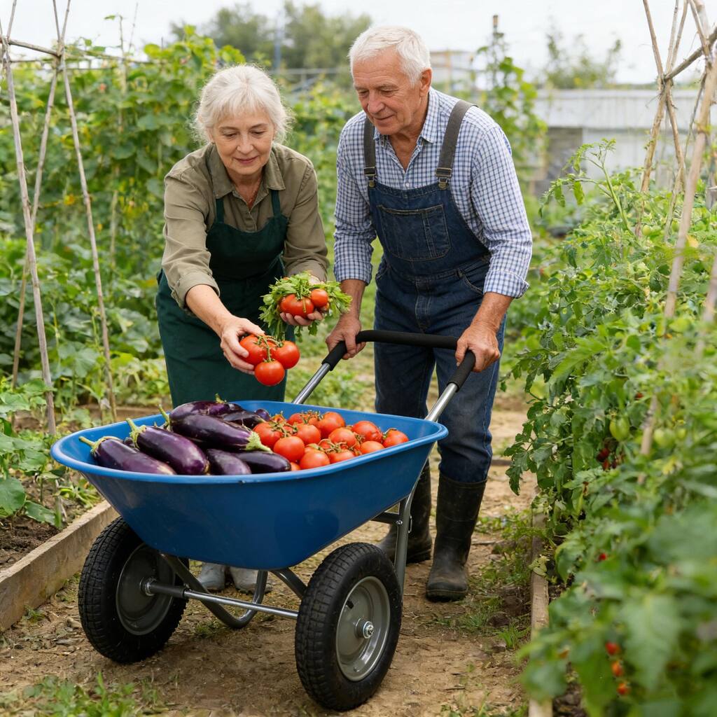 Two-Wheel Garden Trolley - 15 Inch Pneumatic Wheel Heavy-Duty Hauler, Blue