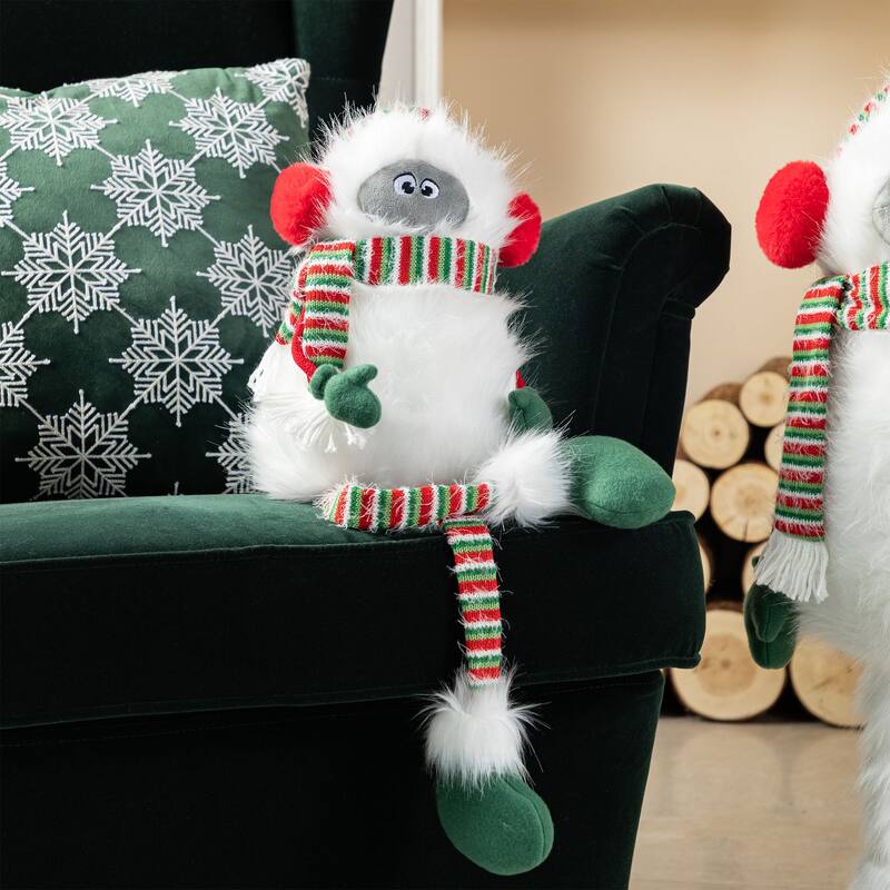 Glitzhome Fabric Christmas Yeti Snowman Highland Cow Shelf Sitters or Standing Figurines Decor