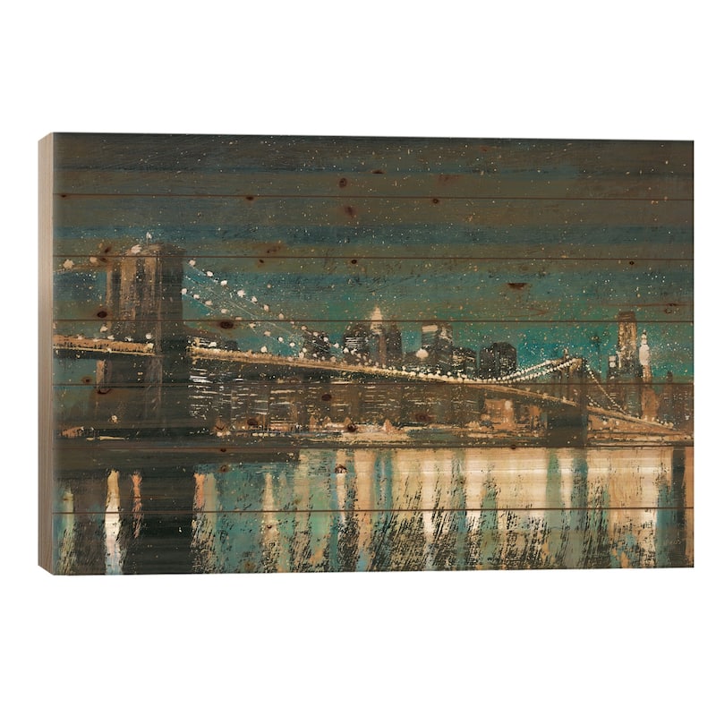 Bright City Lights II (Teal) Print On Wood by James Wiens - Multi-Color - 26x40x1.5