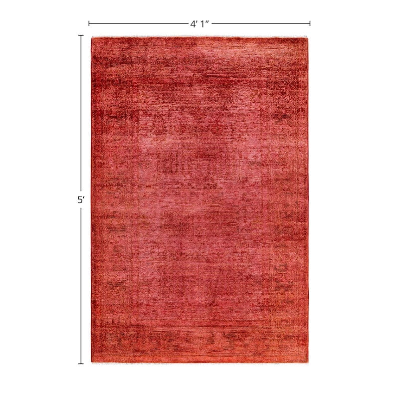 Overdyed, One-of-a-Kind Hand-Knotted Area Rug - Pink - 4' 1" x 6' 0"
