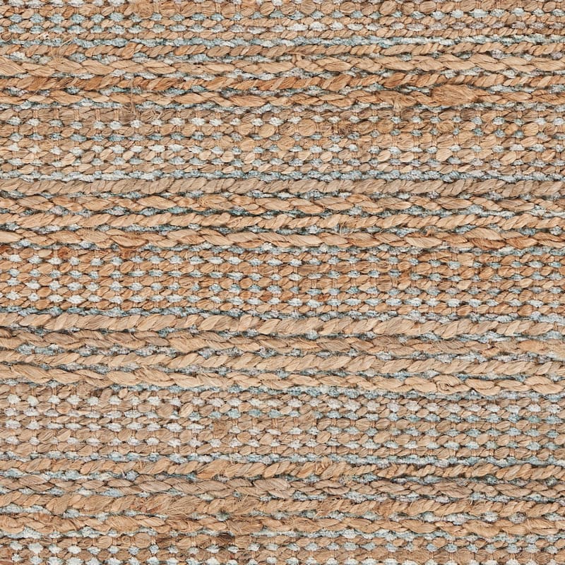 Sevita Organic Jute Interwoven Area Rug, Natural and Spa Blue - 2'0" x 3'0"