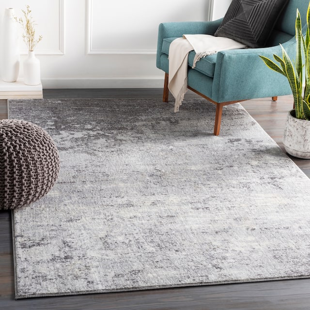 Arduin Modern Industrial Polyester Area Rug - 6'7" Square - Silver