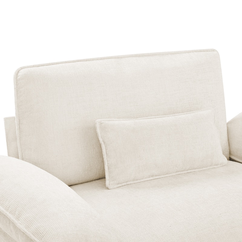52" W Chaise Lounge Chair Indoor, Oversized Accent Chair With Ottoman For Living Room, Chenille Single Sofa Bed, Reading Chairs