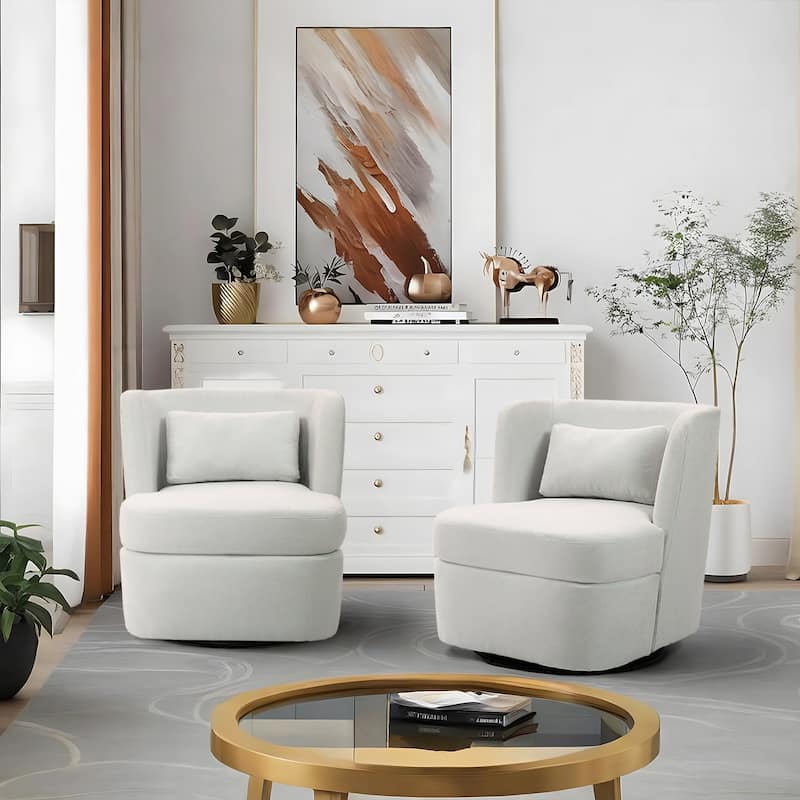 2Set 360°Swivel Barrel Chair with Cushion