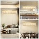 preview thumbnail 5 of 18, 6 lights Rectangle Crystal Chandeliers for Dining Room, 39" Large Linear Water Ripple Glass Island Light Fixture