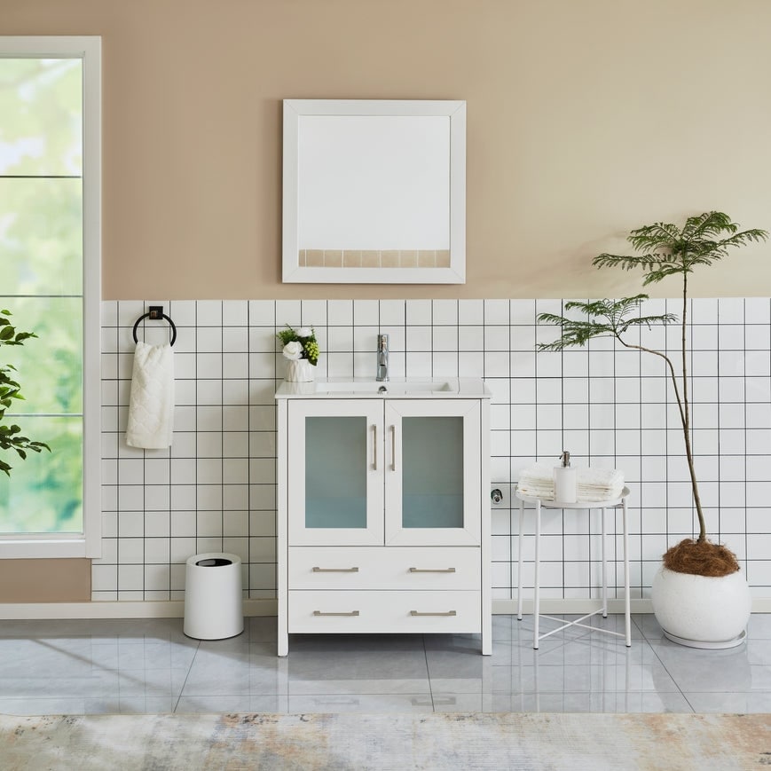 Vanity Art 30-in. Single-sink Bathroom Vanity w/ Wall Mirror - 29.1 W x 18.1 D x 35.8 H