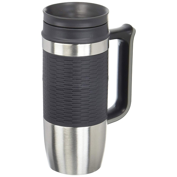 Trudeau Maison Boardroom Travel Mug, 16 Ounces, Stainless Steel-Black