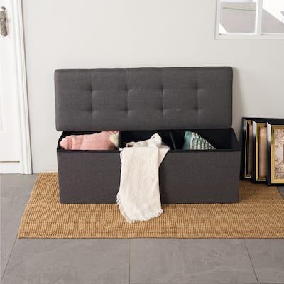 HomyLin Storage Ottoman Fabric Upholstered Tufted Foot Stool