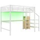 preview thumbnail 21 of 37, Metal Loft Bed with Bulit-in Desk, Storage Staircase and Small Wardrobe, Full Size Loft Bedframe with LED Light and Guardrails