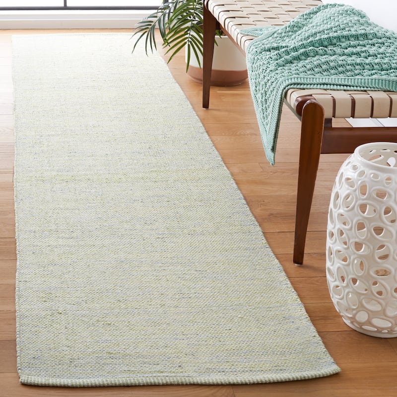 SAFAVIEH Handmade Montauk Lefka Casual Rug - 2'3" x 9' Runner - Green/Ivory