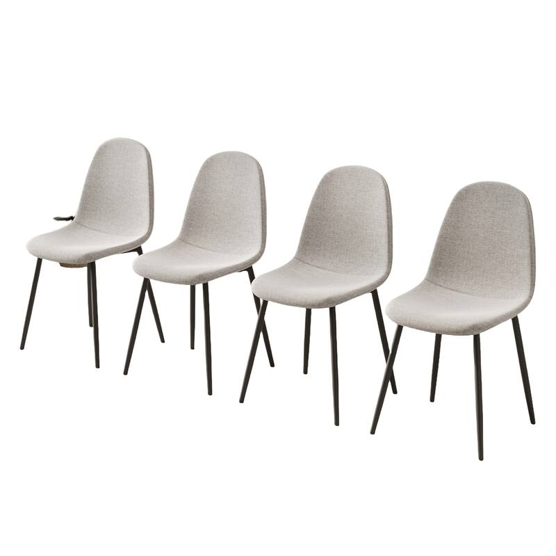 Modern Dining Chairs w/Linen Seats &Black Metal Legs,Home/Office,4 pcs