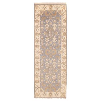 ECARPETGALLERY Hand-knotted Royal Oushak Grey Wool Rug - 2'6 x 7'8